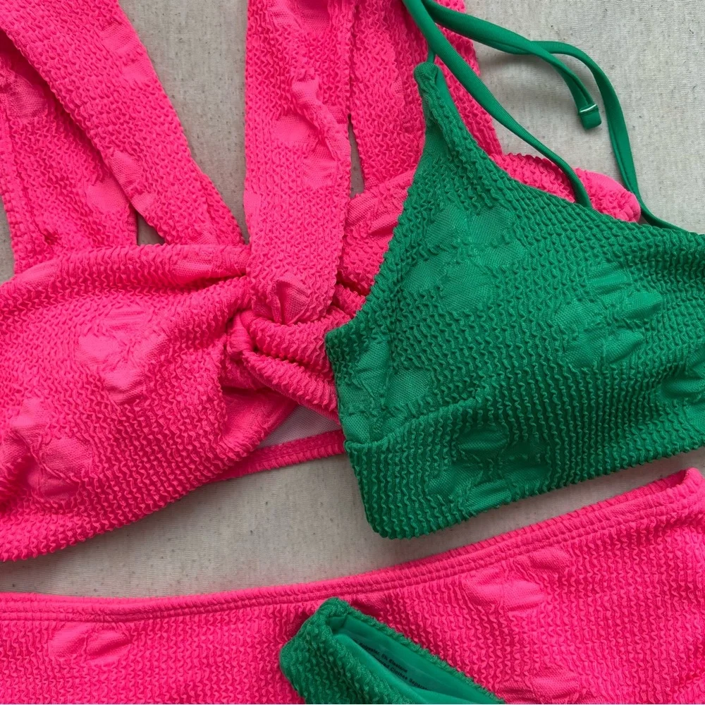NEW full bikini set green floral swimwear with adjustable straps - Picture 11 of 12